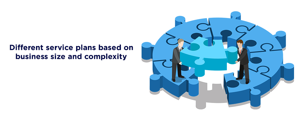 Different service plans based on business size and complexity
