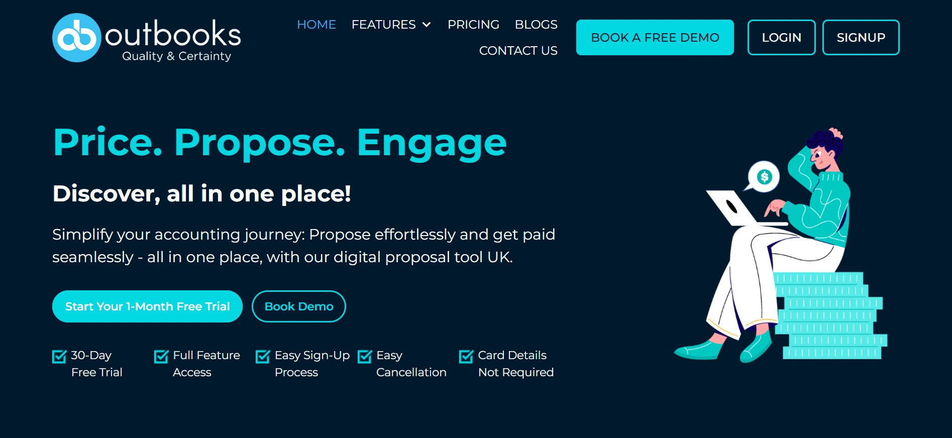 Outbooks proposal software for UK accountants to price, propose and collect payments in one place